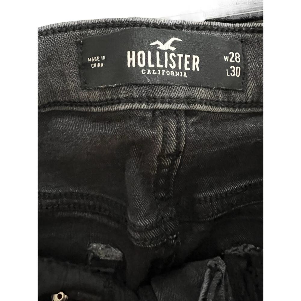 Hollister Distressed Jeans Mens Size 28x30 Staked Skinny Advanced Stretch Black - Picture 4 of 6
